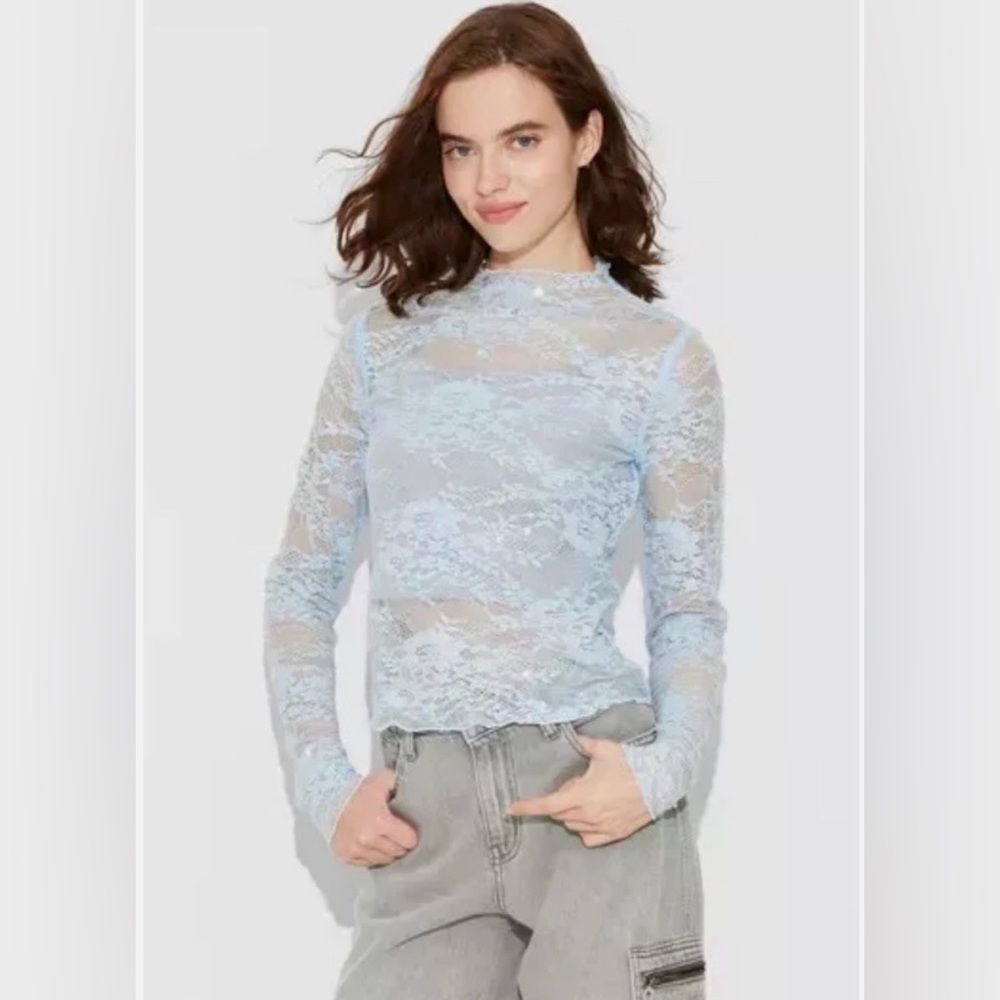 Light Blue Lace Blouse Wild Fable Small